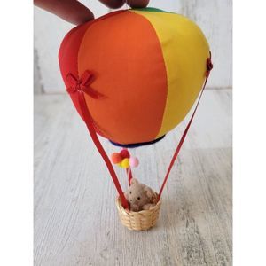 Vintage rainbow teddy bear air balloon ornament Xmas plush